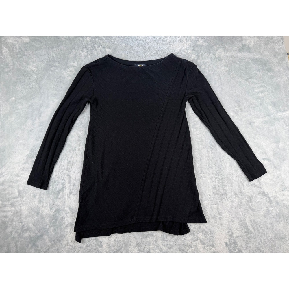 Maeve by Anthropologie Black Ribbed Knit Long Sleeve Tunic Top XS